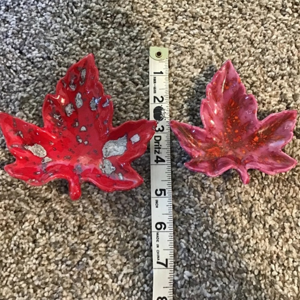 5 Hand Made Art Iridescent Colors Leaf Shaped Nesting Plates small - Picture 5 of 5